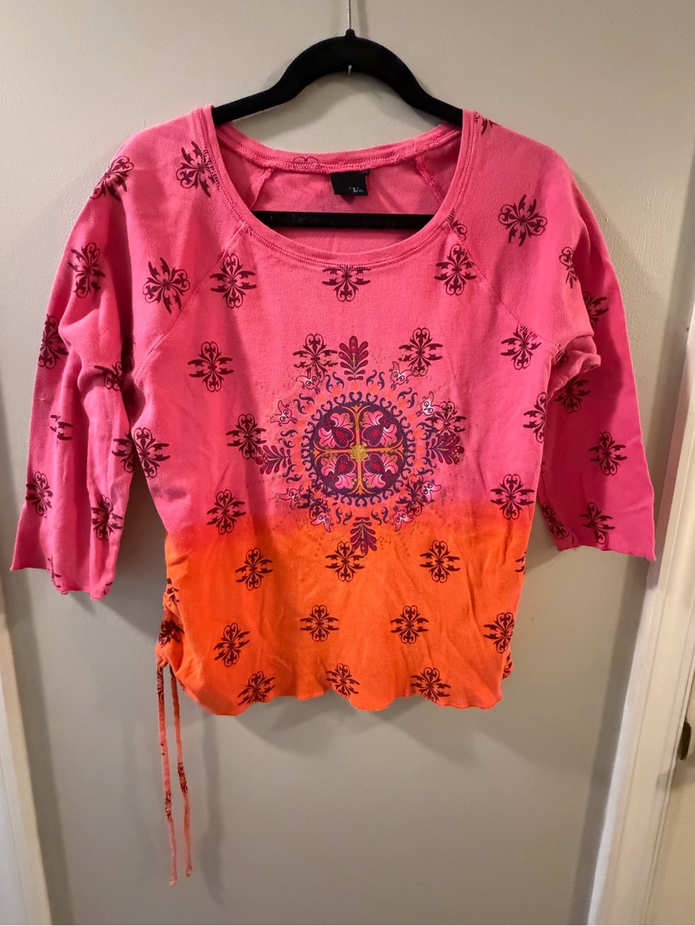 CO Pink and Orange Long Sleeve Boho Tee